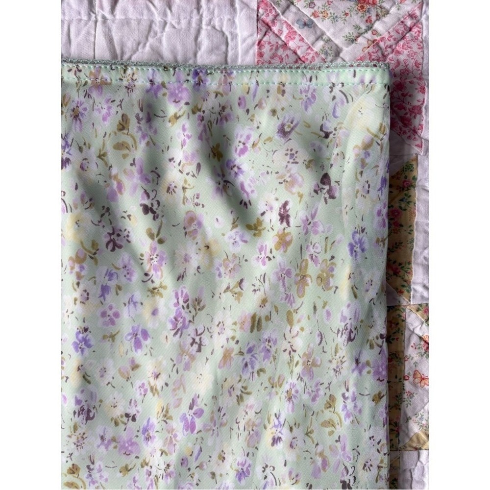 Vintage Y2K Ditsy Floral Midi Skirt Medium High Low Stretchy Sheer Fairy Cottage - Picture 3 of 9